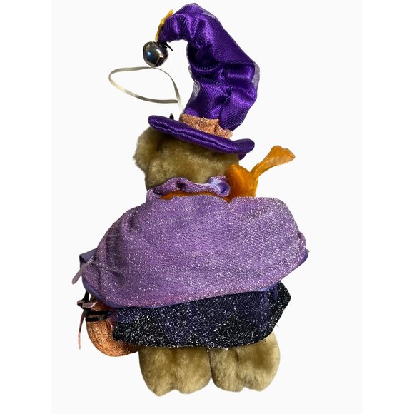 Halloween Teddy Bear Plush With Purple Witch Outfit and Hat - Picture 6 of 10